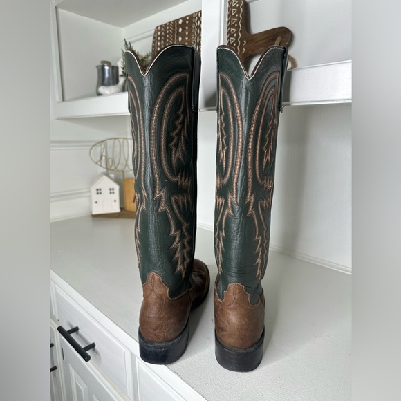 Calvin Allen Saddlery Two-Tone Leather Western Cowboy Boots Made in USA Women 7 - Picture 4 of 8